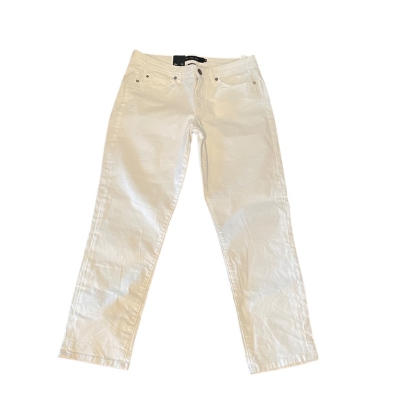 NWT Calvin Klein white crop straight leg cotton blend zipper closure pant size 8 - Picture 1 of 12
